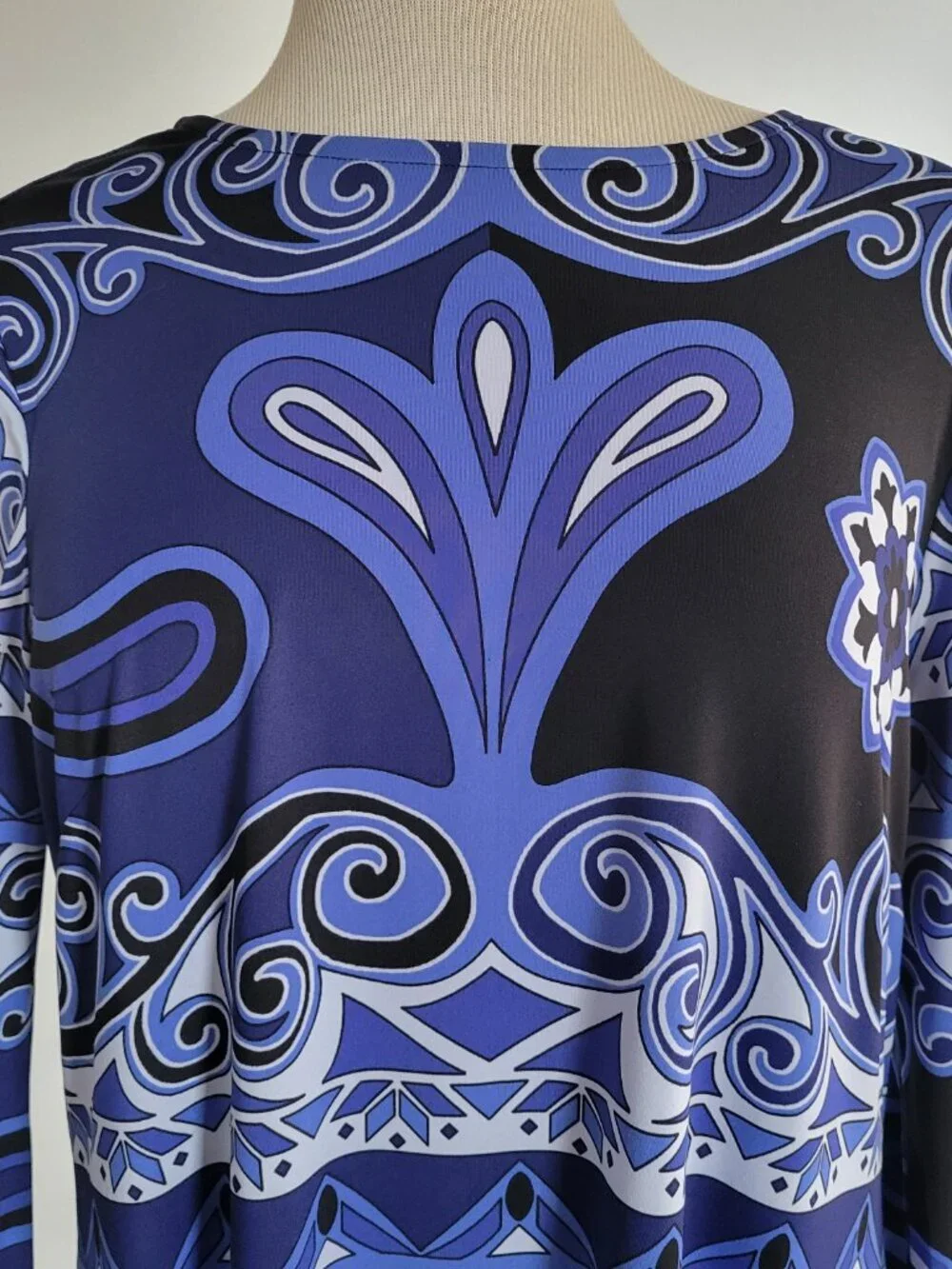 INC International Concepts Long-Sleeve Paisley Blues Geometric Dress (Size: M)